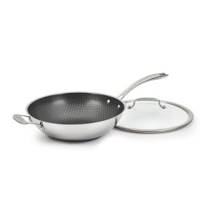 FusionPlus® Hybrid Stainless Steel 12" Wok with Cover and Helper Handle