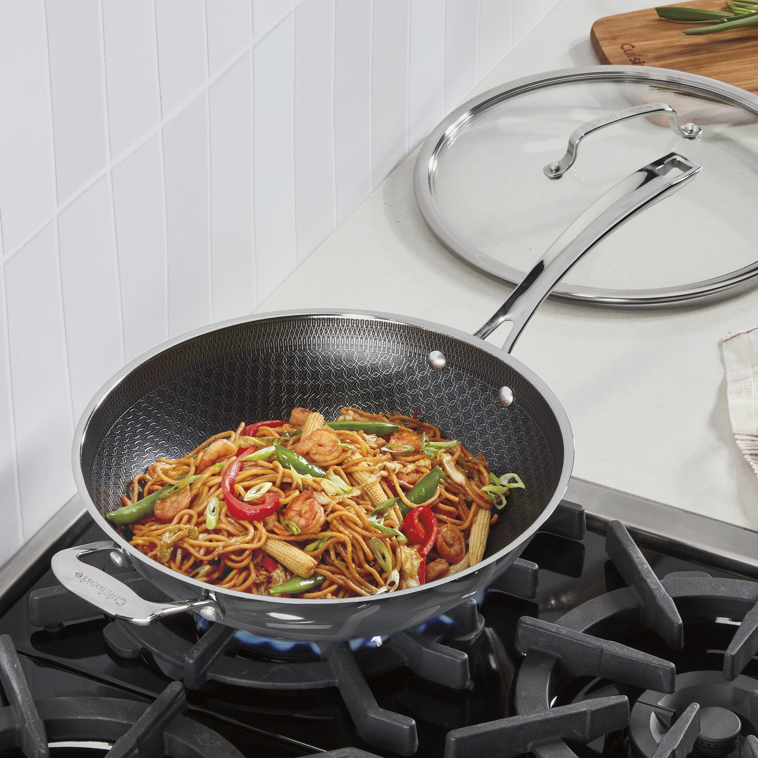 FusionPlus® Hybrid Stainless Steel 12" Wok with Cover and Helper Handle - Image 2