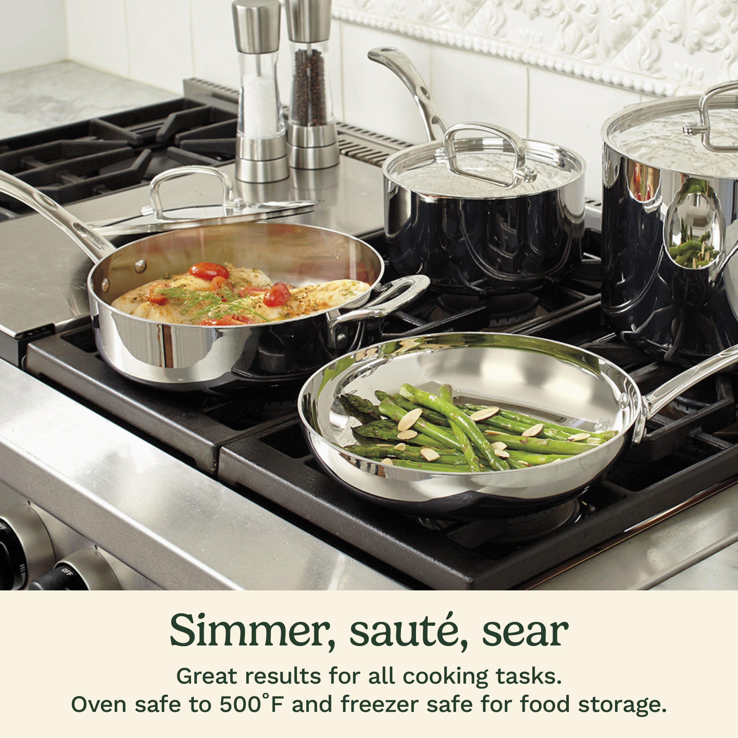 French Classic Tri-Ply Stainless Cookware 13 Piece Set - Image 2