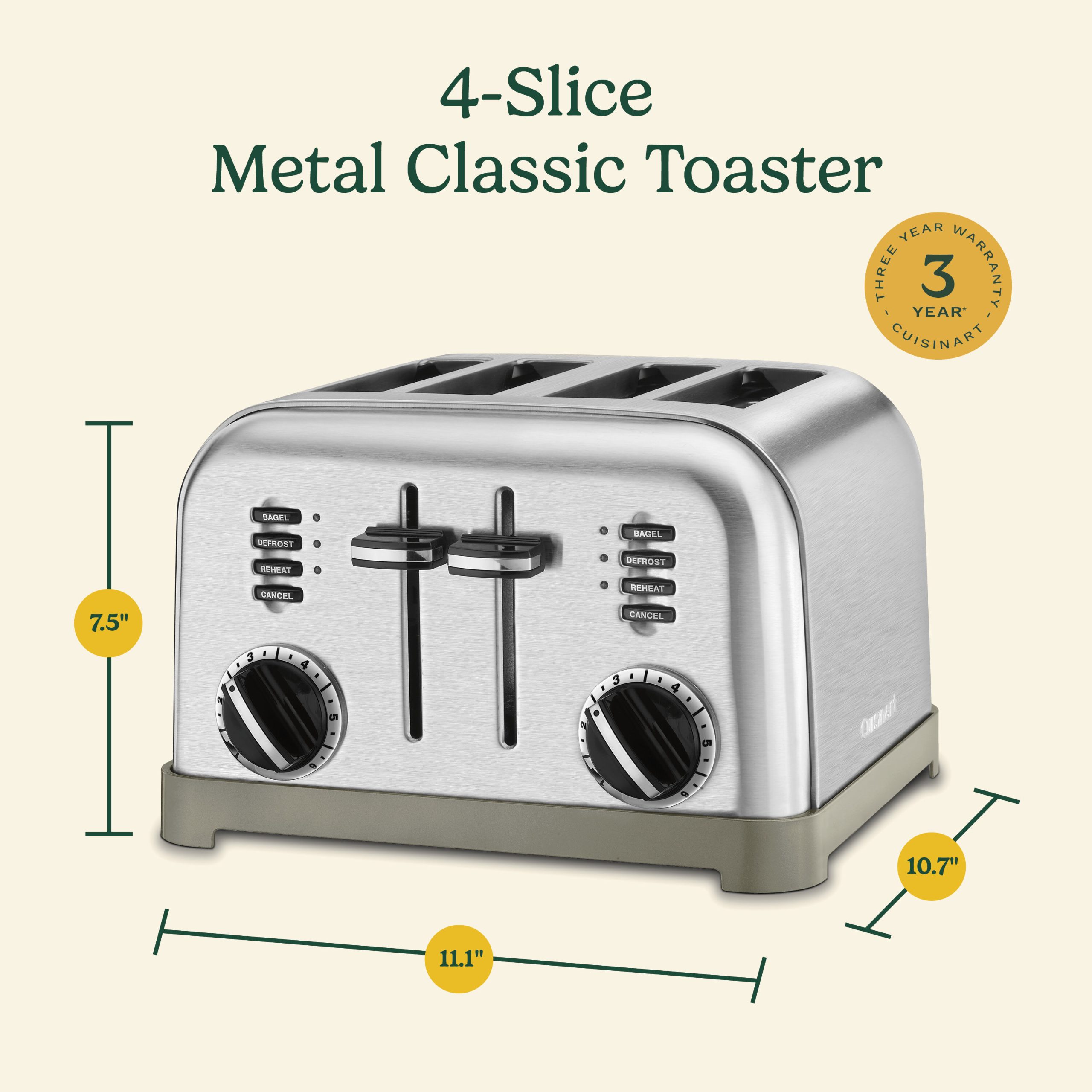 4 Slice Metal Classic Toaster - Image 7