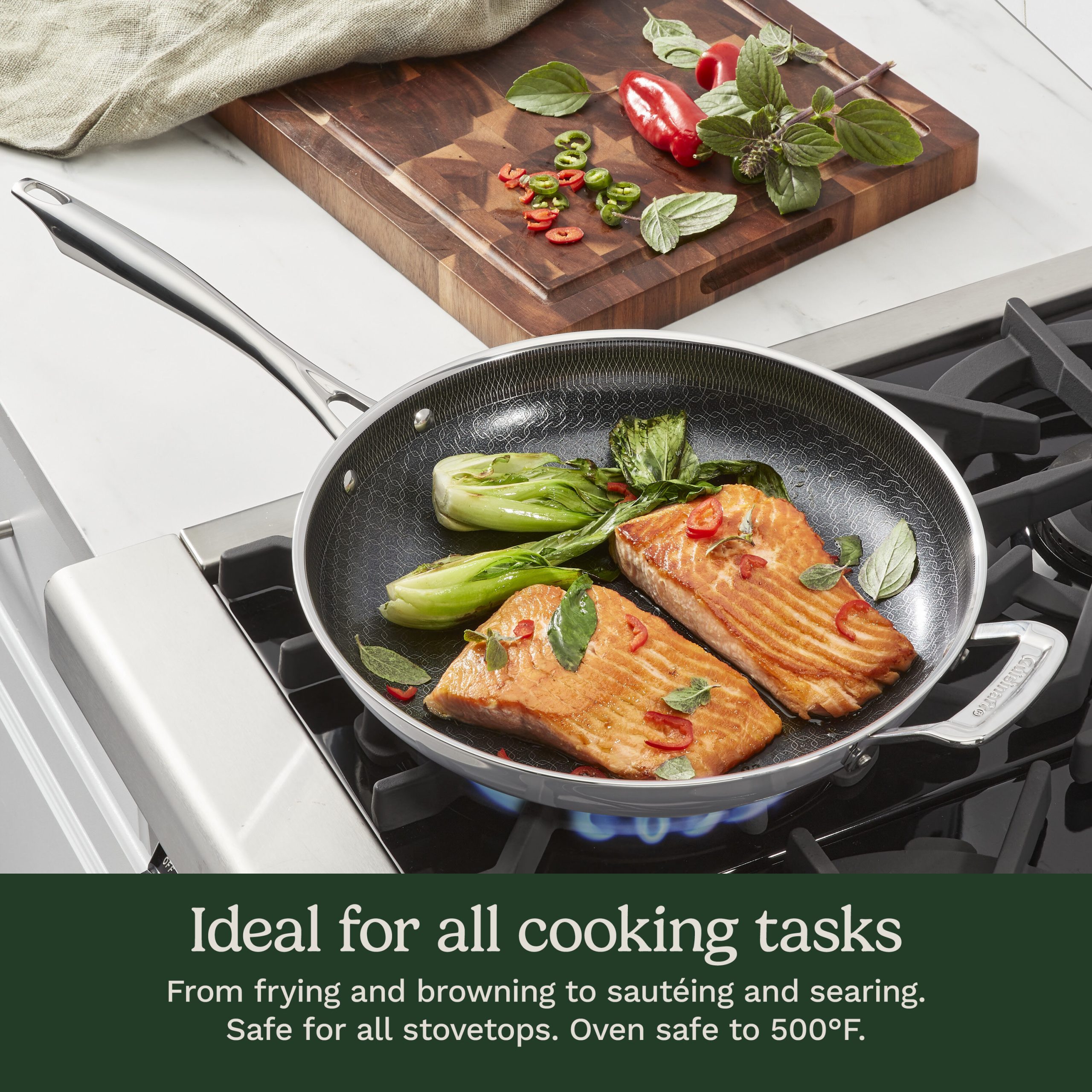 FusionElite+™ Hybrid Tri-Ply Stainless Steel 12" Skillet w/Helper - Image 8
