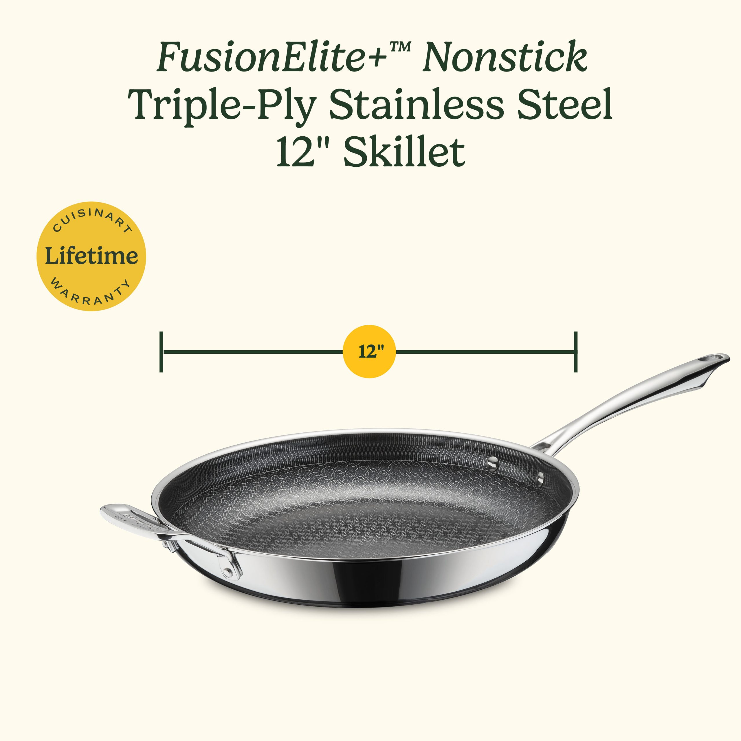 FusionElite+™ Hybrid Tri-Ply Stainless Steel 12" Skillet w/Helper - Image 10