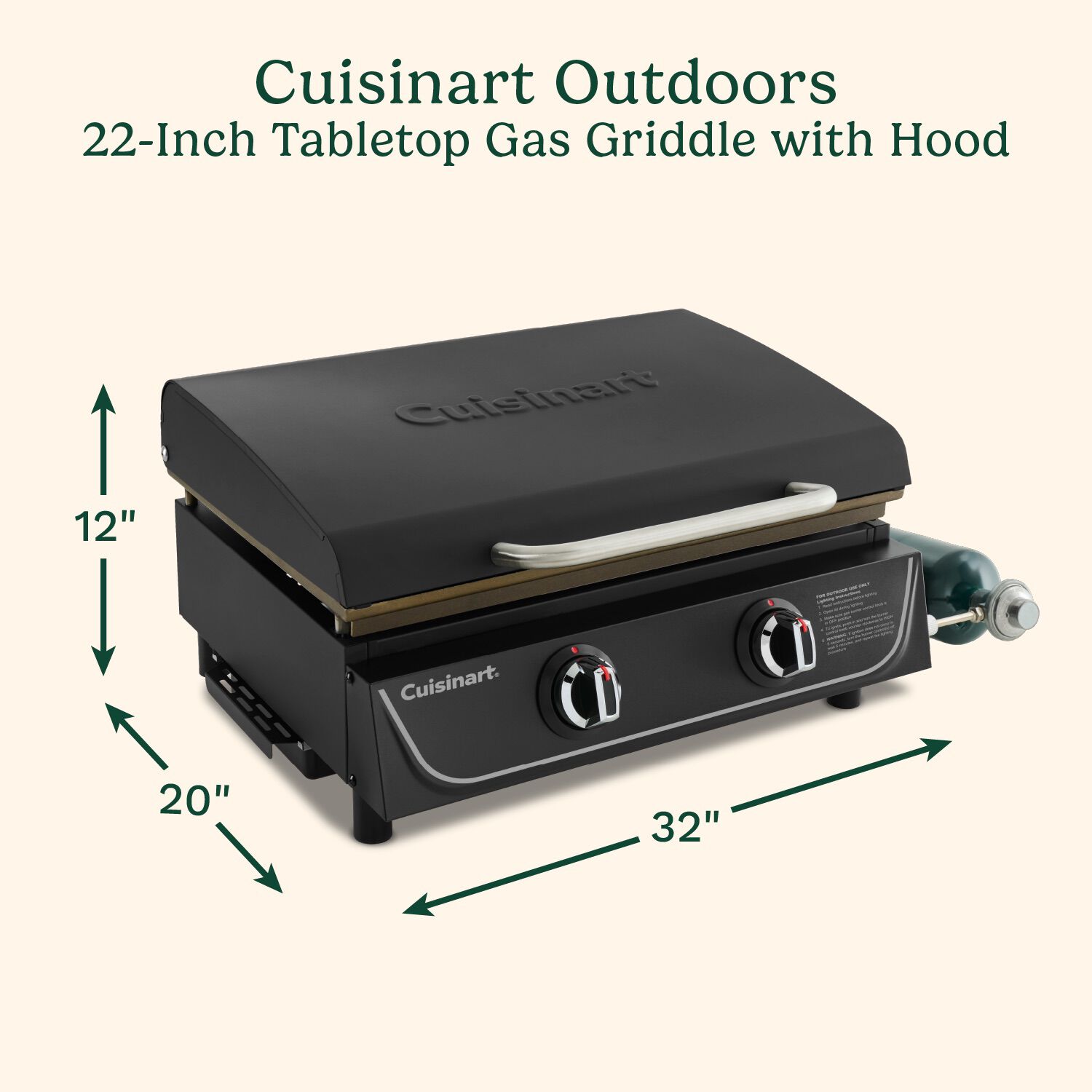 22" Tabletop Gas Griddle with Hood - Image 2
