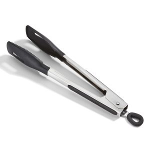 9" Squared Head Silicone Tongs