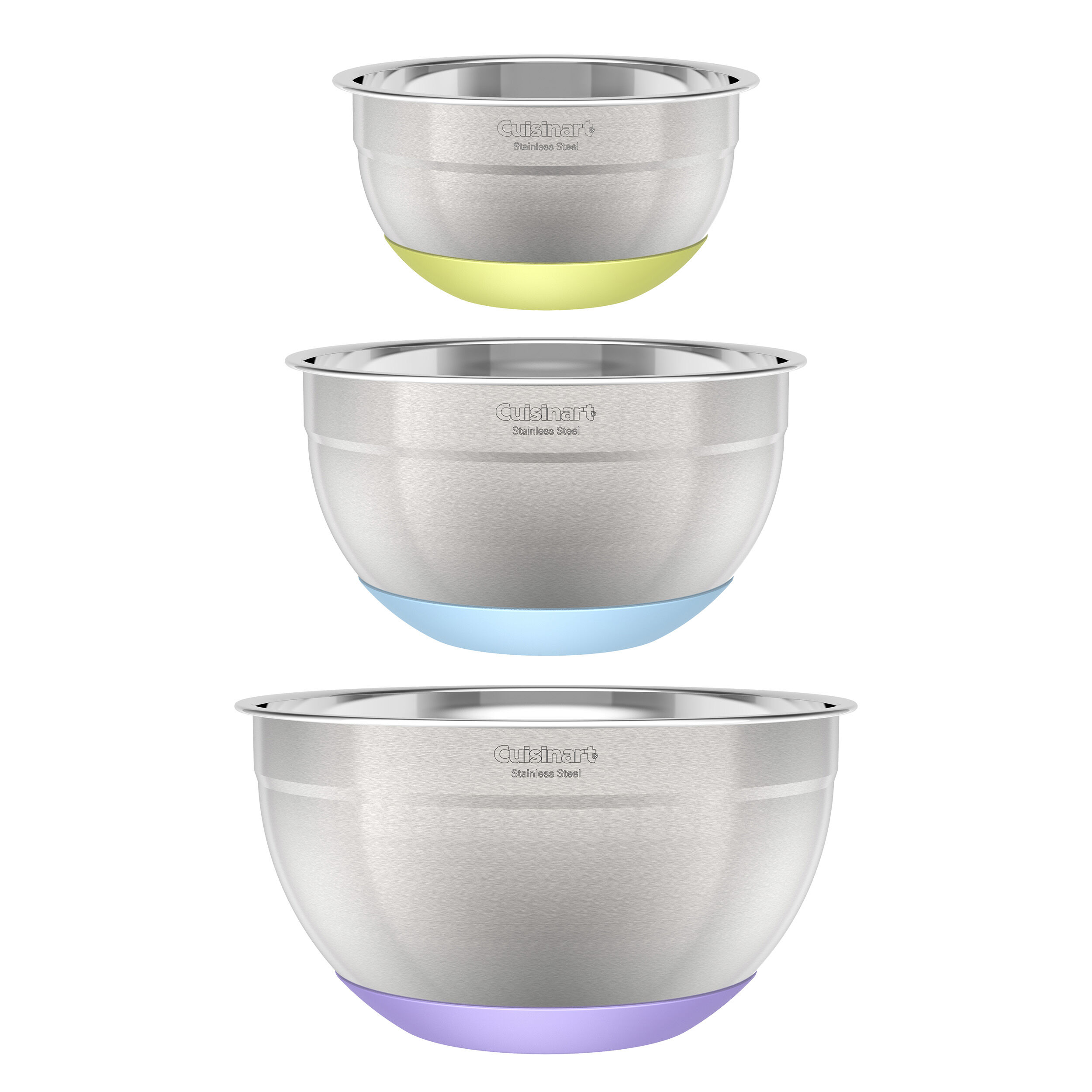 Stainless Steel Mixing Bowls with Non-slip Base (Set of 3) - Image 2
